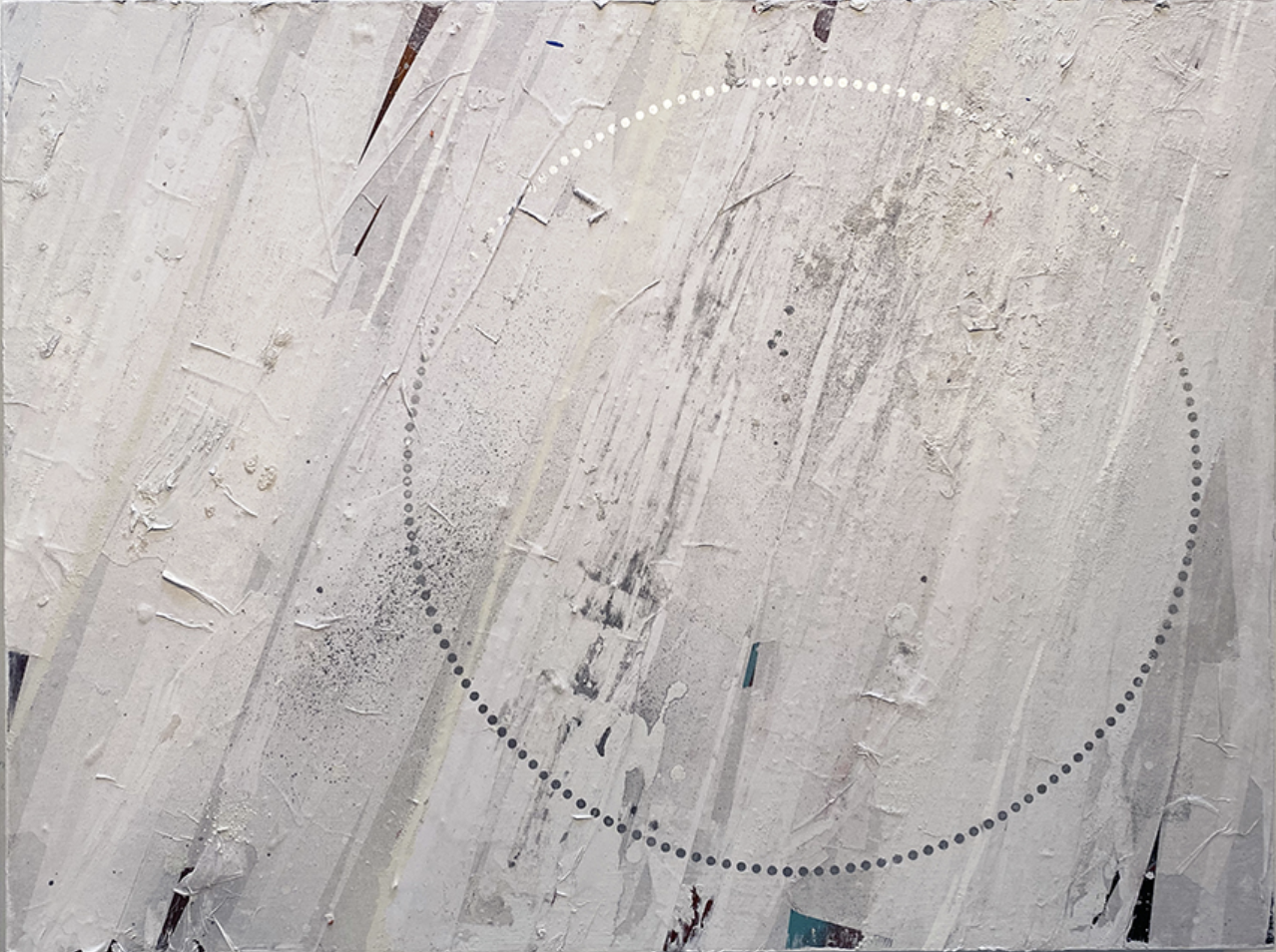 painting - white paint, a faint dotted line forming a circle